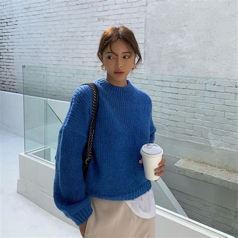 Blue Sweater Outfit Royal Blue Sweater Oversized Sweater Outfit Navy