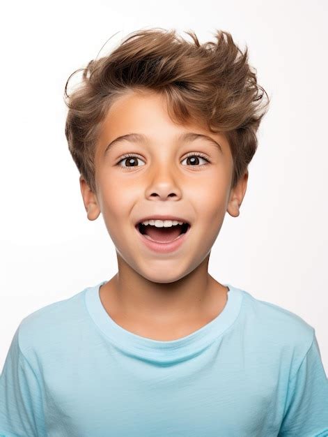 Premium Photo A Boy Expressing Shocked Emotions With Open Mouth And