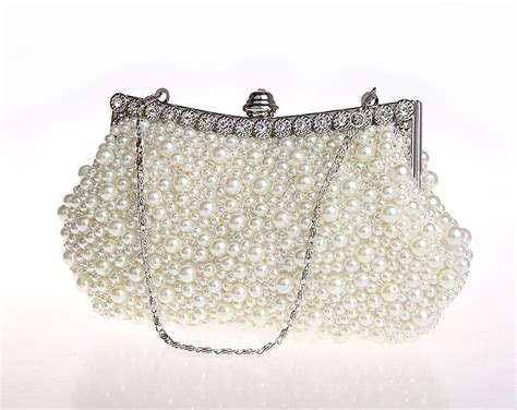 New Arrival Luxury Diamond Pearl Evening Bags Sides Pearl Clutch