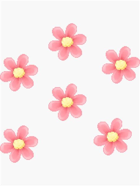 "Pink Flowers Pixel Art" Sticker for Sale by christinegames | Redbubble