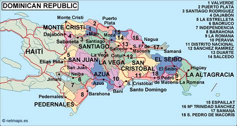 dominicana republic political map. Eps Illustrator Map | Vector World Maps