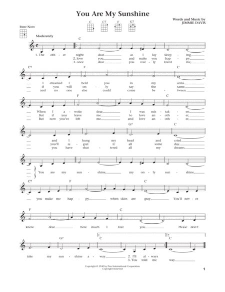 You Are My Sunshine From The Daily Ukulele Arr Liz And Jim Beloff