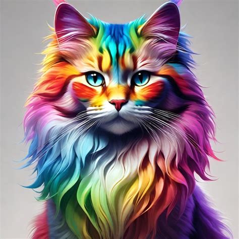 premium photo rainbow cat portrait
