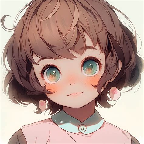 Cute Anime Style Portrait Of A Girl With Short Brown Hair Anime Brown Hair Anime Girl Brown