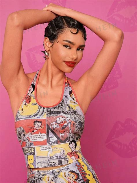 Betty Boop x SHEIN Top halter de verano estampado retro de cómic top