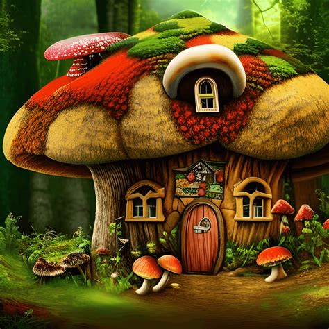 Magical Forest Mushroom House Village Graphic Creative Fabrica