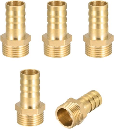 Sourcing Map 5Stk Messing Schlauchanschluss Stecker Adapter 12mm