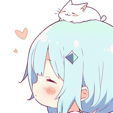 Premium Ai Image Anime Girl With Blue Hair And A Cat On Her Head