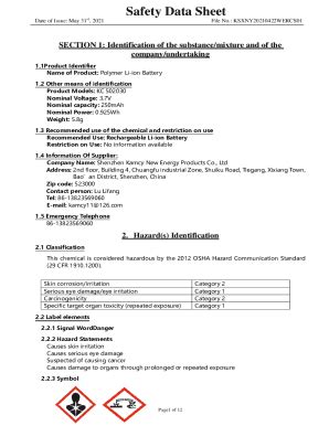 Fillable Online Safety Data Sheet Occupational Safety Fax Email Print