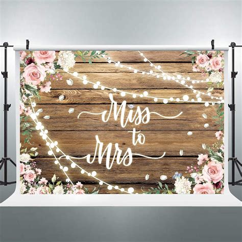 Amazon Riyidecor Rustic Miss To Mrs Backdrop X Feet Floral