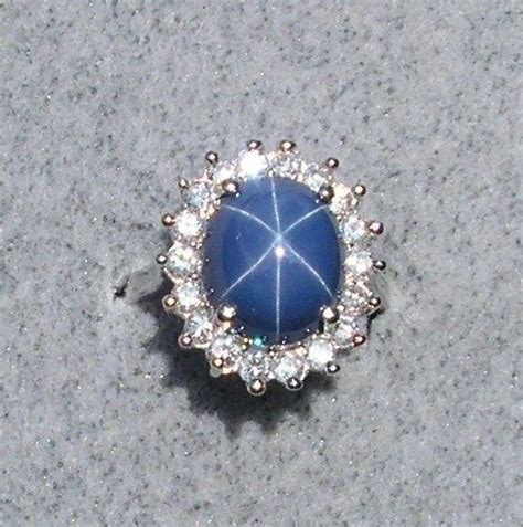 Vintage Signed Linde Lindy Crnflwr Blue Star Sapphire Created Rhodium