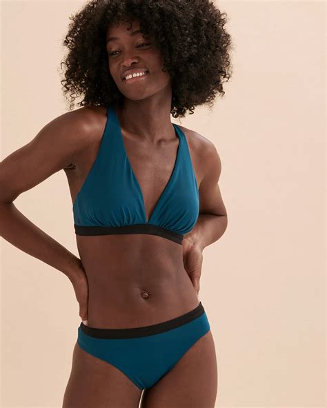 Seatonic Vita Contrast Triangle Bikini Top Dark Green Bikini Village