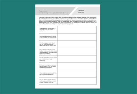 Somatic Experiencing Tracking Worksheet Pdf