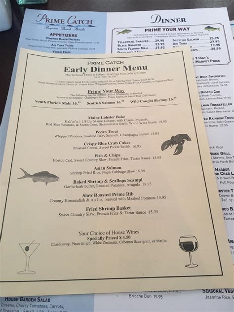 Menu At Prime Catch Pub Bar Boynton Beach