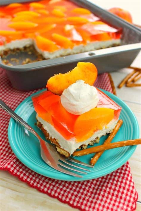 Peaches And Cream Pretzel Salad AMAZING Jello Pretzel Salad Recipe