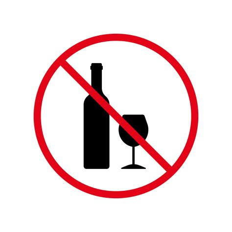 Ban Alcohol Black Silhouette Icon Drink Alcohol Forbidden Pictogram