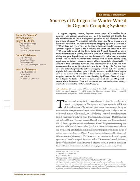 PDF Soil Biology Biochemistry Sources Of Nitrogen For Winter