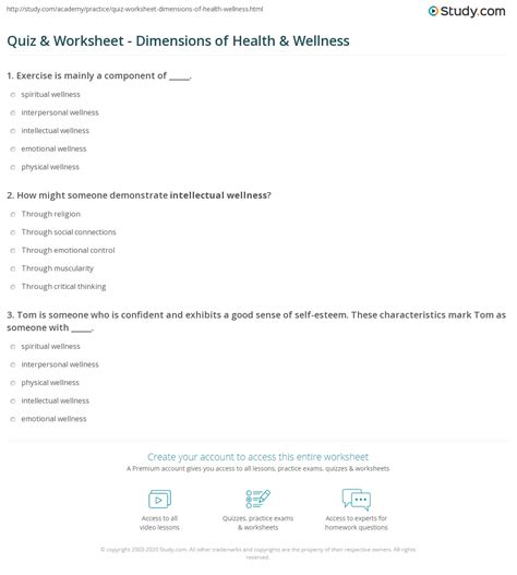 8 Dimensions Of Wellness Worksheet