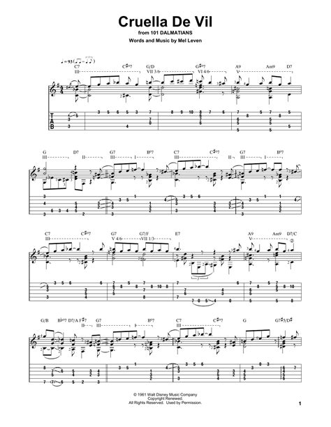 Cruella De Vil Solo Guitar Tab Print Sheet Music Now