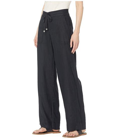 Lauren By Ralph Lauren Linen Wide Leg Pants In Black Lyst