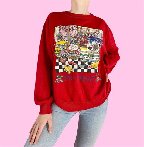 Vintage 90s Christmas Sweatshirt Size Medium Large Gem