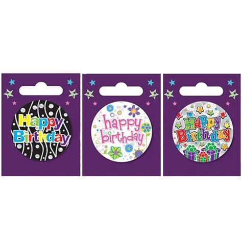 Assorted Happy Birthday Small Badge 6cm Partyrama