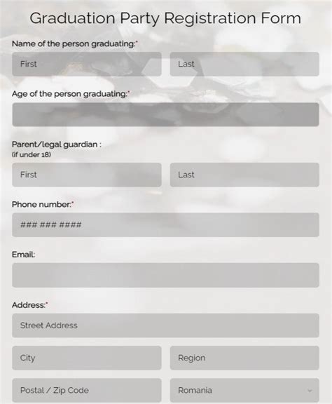 Free Graduation Party Registration Form Template