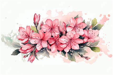 Premium AI Image | A watercolor painting of pink flowers.