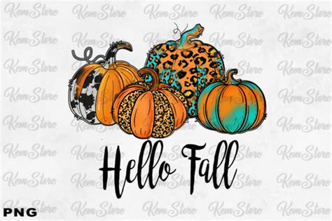 Hello Fall Pumpkins Sublimation Design Graphic By Kem Store Creative