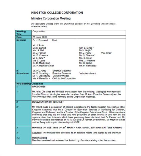 Llc Meeting Minutes Template Free Nisma Info