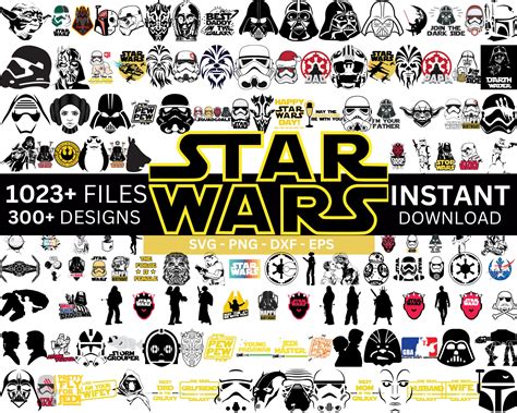 Star Wars Svg Bundle 1000 Star Wars Files Star Wars Clipart Star Wars Cut Files Darth Vader