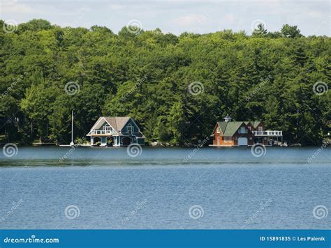 Two Luxury Boathouses Stock Image Image Of Muskoka Cottage 15891835