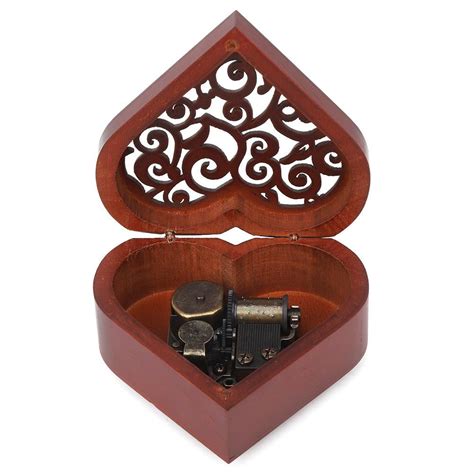 Mgaxyff Wooden Craft Musical Box Heart Shaped Music Box Birthday Kids