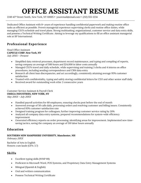 Office Assistant Resume Example And 4 Writing Tips