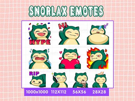 Cute Snorlax Emotes For Twitch Or Discord Streamers 10 Etsy