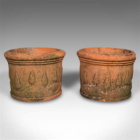 Pair Of Antique Decorative Planters Italian Terracotta Jardiniere
