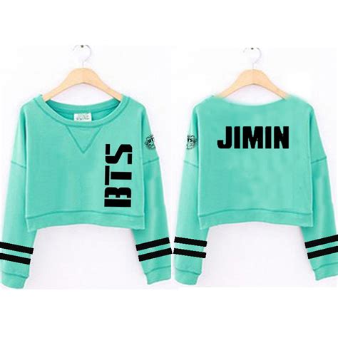 Kpop BTS Sweater Wings Mint Green Cropped Hoodie Jung Kook Suga J-Hope ...