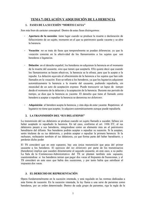 Tema Apuntes Derecho De Familia Y Sucesiones Uc M Tema