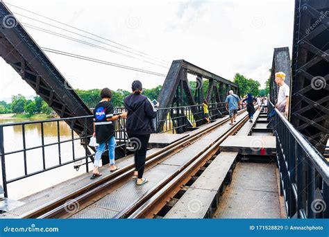 Tourist Visit The Bridge Of The River Kwai Kanchanaburi Thailand