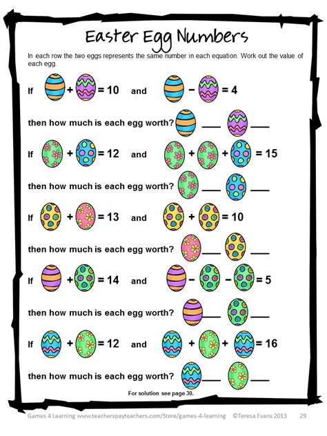 Easter Themed Math Worksheets