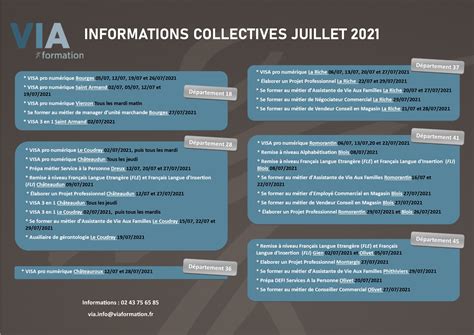 Calendrier Des Informations Collectives Juillet Via Formation