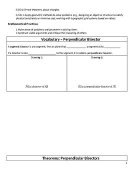 Geometry Guided Notes 5 1 Bisectors Of Triangles By Heather Conley