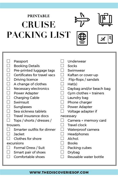 Printable Packing List For Cruise - Printable Free Templates