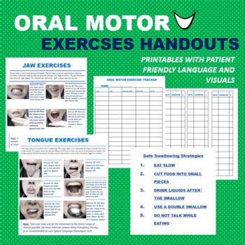 Oral Motor Exercises Patient Handouts Trackers Tpt