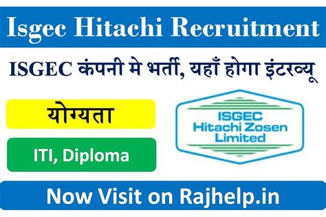 Isgec Hitachi Recruitment Iti And Diploma Jobs Opportunity Raj