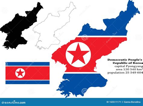 Democratic People S Republic Of Korea North Korea Vector Map Flag