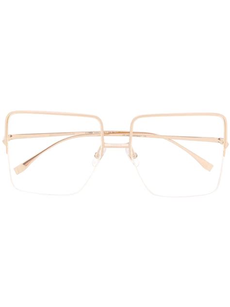 Fendi Half-rim Square Frame Glasses In Gold | WHAT’S ON THE STAR?