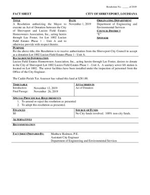 Fillable Online Shreveportla Gov AgendaCenter ViewFileFACT SHEET