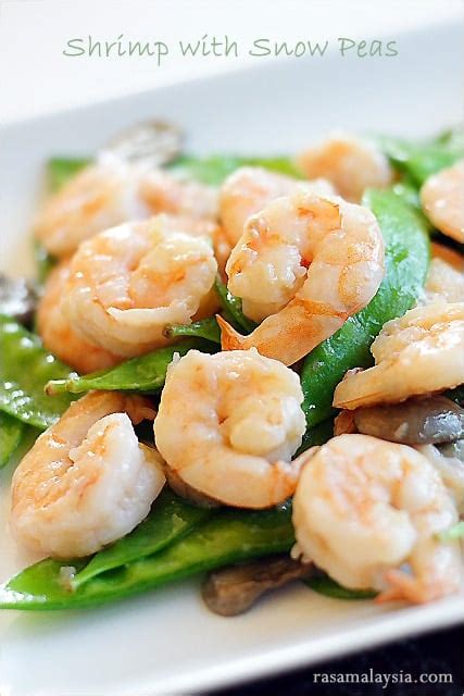 Shrimp With Snow Peas Asian Gingered Stir Fry Recipe Rasa Malaysia