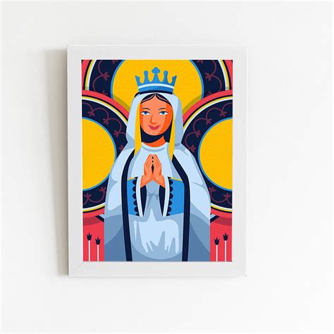 Quadro Nossa Senhora da Conceição Moldura Branca 60x40cm Loja PlimShop